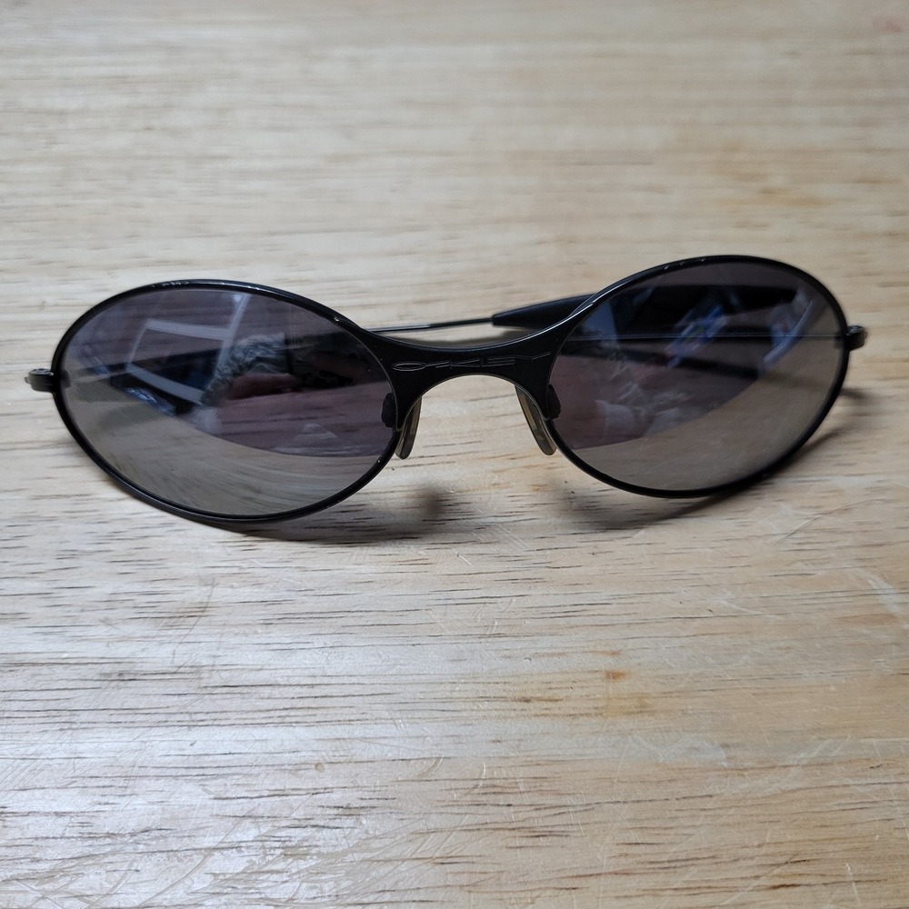 Vintage Oakley E-Wire 1st Gen Sunglasses 90s Metal Oval Black Iridium Rare